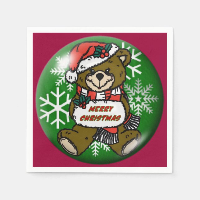 Servilleta De Papel Teddy Bear Navidades Holiday Napkins (Anverso)