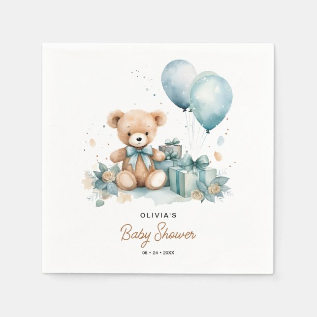 Servilleta De Papel Teddy Bear Podemos Esperar A Baby Shower (Anverso)