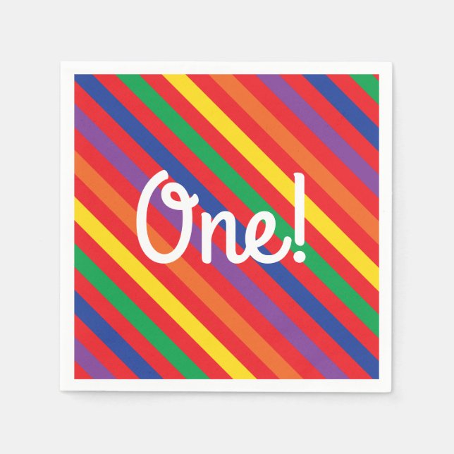 Servilleta De Papel Teddy Bear Rainbow Cute Primer Fiesta de cumpleaño (Anverso)