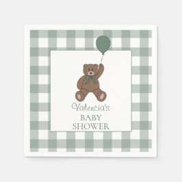 Servilleta De Papel Teddy Bear Sage Green Baby Shower