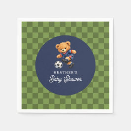 Servilleta De Papel Teddy Bear Soccer Sport Checkboard Baby Shower