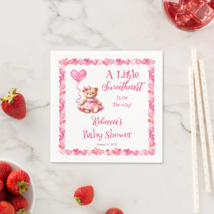Servilleta De Papel Teddy Bear Un Poco Querido Chica Baby Shower