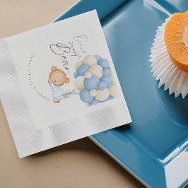 Servilleta De Papel Teddy Bear Watercolor Boy Fiesta de cumpleaños 1