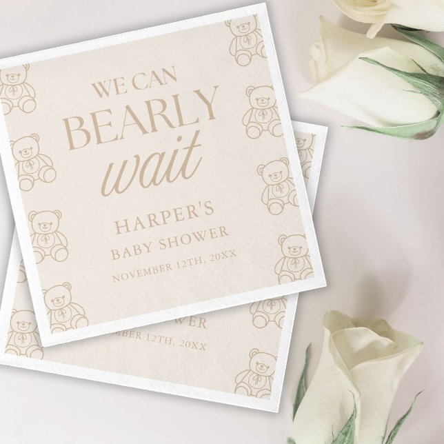 Servilleta De Papel Teddy Bear We Can Bearly Wait Baby Shower (Subido por el creador)