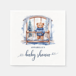 Servilleta De Papel Teddy Bear Winter Boy Baby Shower