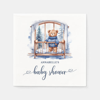 Servilleta De Papel Teddy Bear Winter Boy Baby Shower