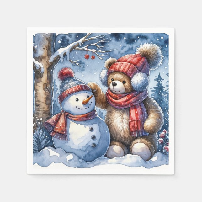 Servilleta De Papel Teddy Bear y Snowman (Anverso)