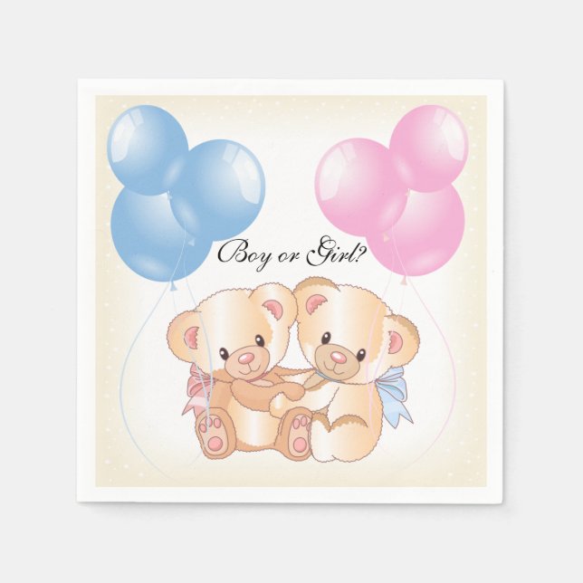 Servilleta De Papel Teddy Bears Baby Gender Revelar Papel Fiesta Napki (Anverso)