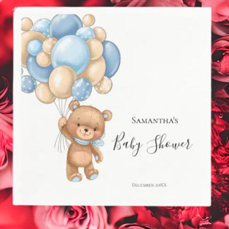 Servilleta De Papel Teddy Boy Baby Shower - Blanco