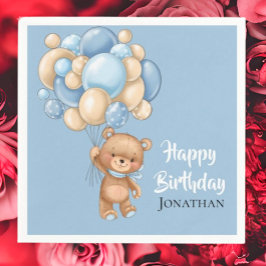 Servilleta De Papel Teddy Boy Feliz Cumpleaños - Azul