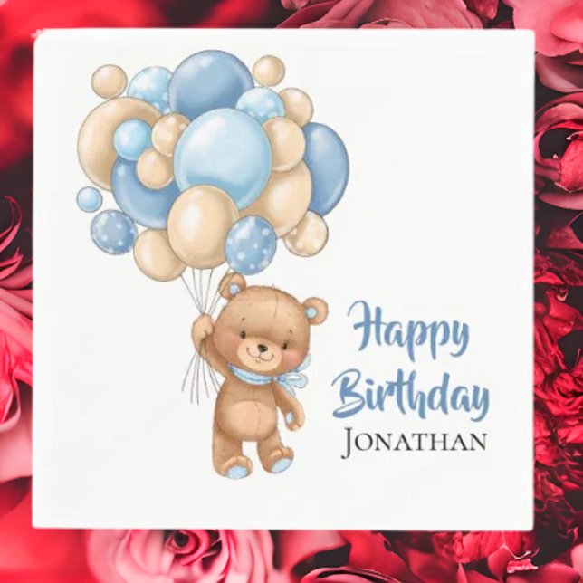 Servilleta De Papel Teddy Boy Feliz Cumpleaños - Blanco (Planning A Party Is Fun When You Shop With Us. Find Everything You Need)