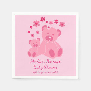Servilleta De Papel Teddy Osos Rosa Cuidados Chica Baby Shower