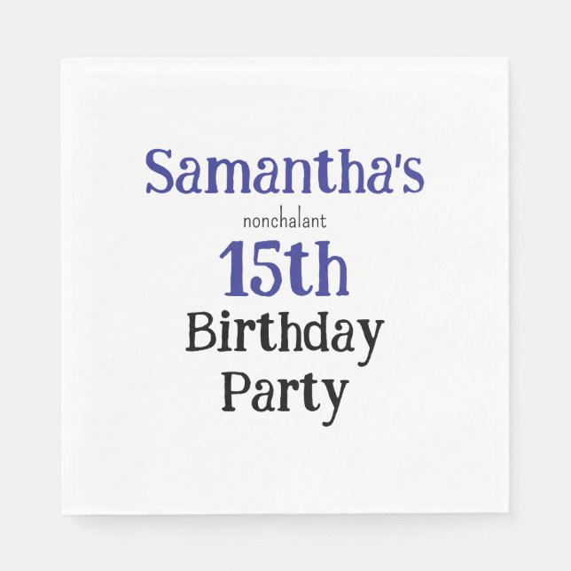 Servilleta De Papel Teen Nonchalant Birthday Party Invitation (Anverso)