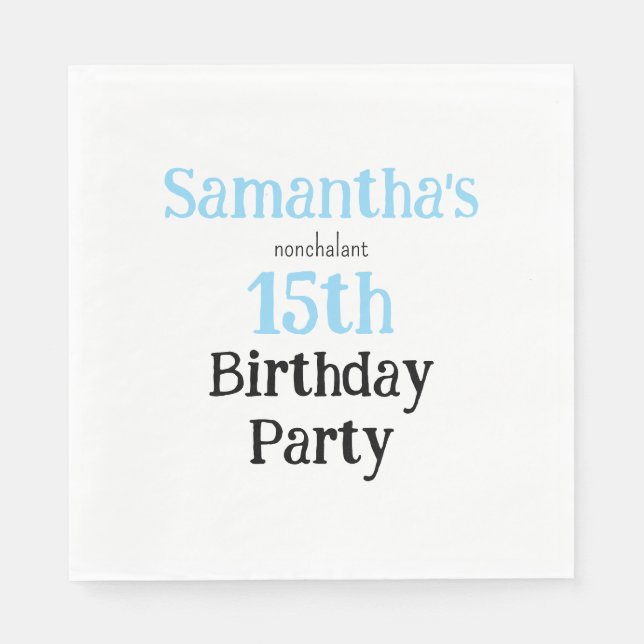 Servilleta De Papel Teen Nonchalant Birthday Party Invitation (Anverso)