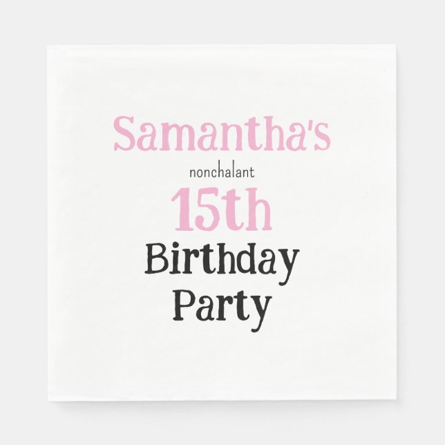Servilleta De Papel Teen Nonchalant Birthday Party Invitation (Anverso)