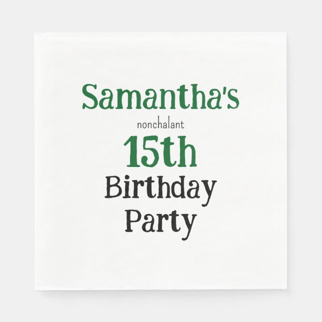 Servilleta De Papel Teen Nonchalant Birthday Party Invitation (Anverso)