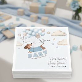 Servilleta De Papel Teenie Weenie Dachshund Balloons Blue Baby Shower