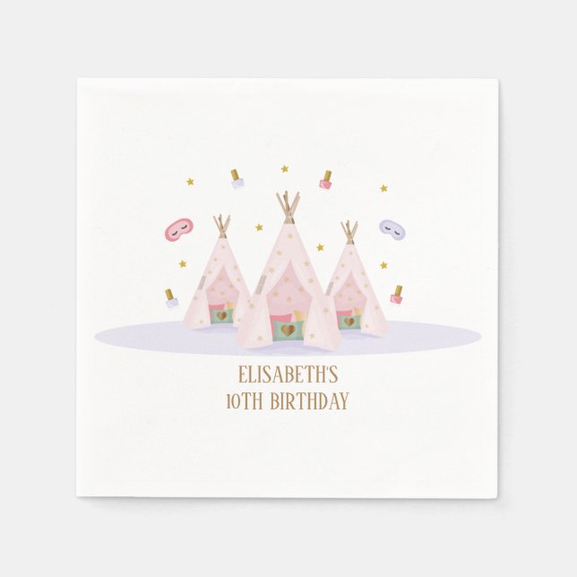 Servilleta De Papel Teepee Spa Birthday Party (Anverso)