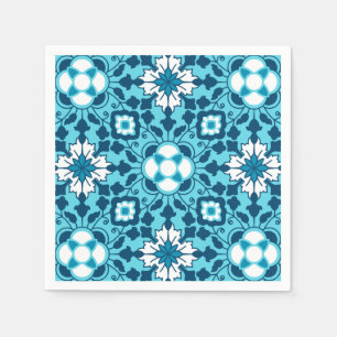 Servilleta De Papel Teja, añil, azul de cielo y blanco marroquíes