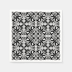 Servilleta De Papel Teja marroquí - blanco con el fondo negro