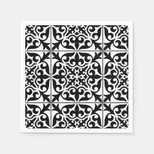Servilleta De Papel Teja marroquí - blanco con el fondo negro