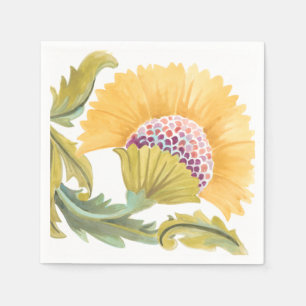 Servilleta De Papel Tejas florales de la abadía - amarillo