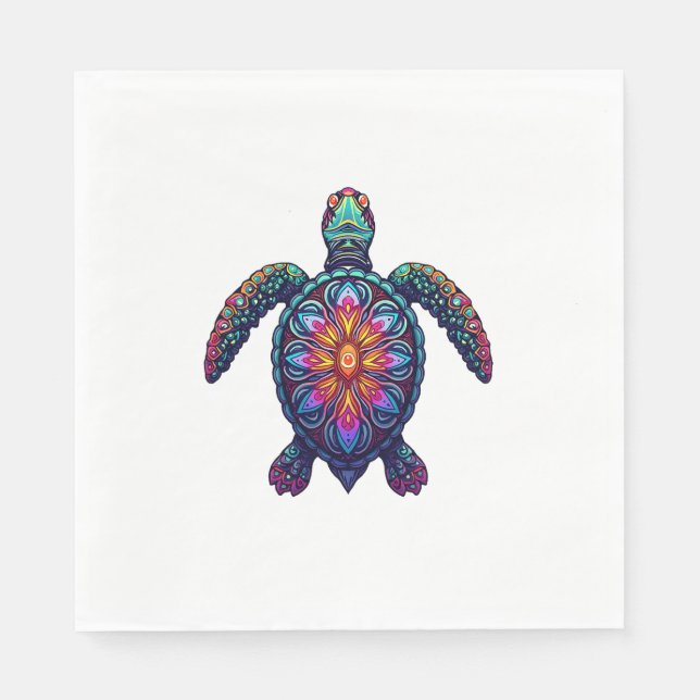 Servilleta De Papel Tejido de animales oceánicos tinte marino tribal a (Anverso)