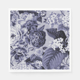 Servilleta De Papel Tejido de tela floral azul vintage de mora n.º 1