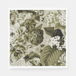 Servilleta De Papel Tejido de tela floral Sepia Brown Vintage No. 1