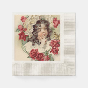 Servilleta De Papel Tejido victoriano con rosas rojas