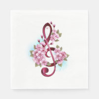 Tejidos musicales notas de colores con flores de S