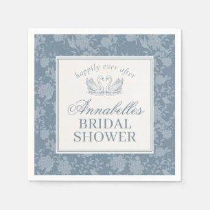 Servilleta De Papel Tela de encaje azul vintage floral ducha nupcial