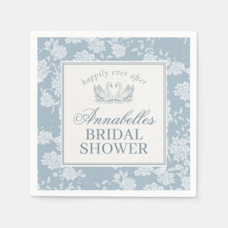 Servilleta De Papel Tela de encaje azul vintage floral ducha nupcial