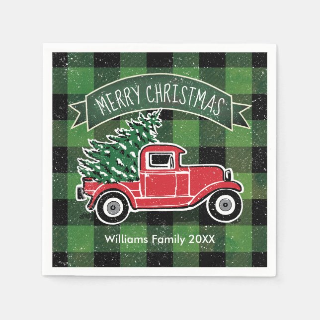 Servilleta De Papel Tela escocesa del búfalo del verde del nombre del (Anverso)