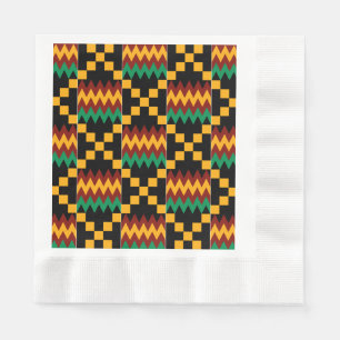Servilleta De Papel Tela Kente Negra, Verde, Roja y Amarilla