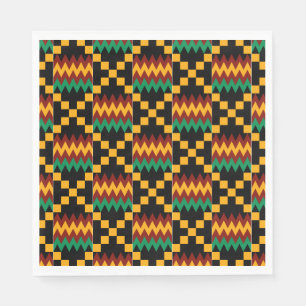 Servilleta De Papel Tela Kente Negra, Verde, Roja y Amarilla