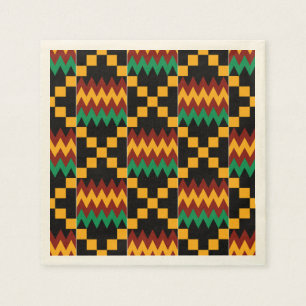Servilleta De Papel Tela Kente Negra, Verde, Roja y Amarilla