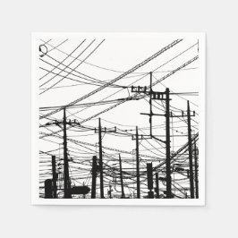 Servilleta De Papel Teléfono antiguo y líneas de alimentación