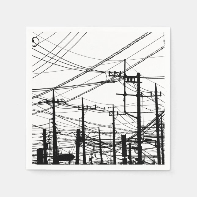 Servilleta De Papel Teléfono antiguo y líneas de alimentación (Anverso)