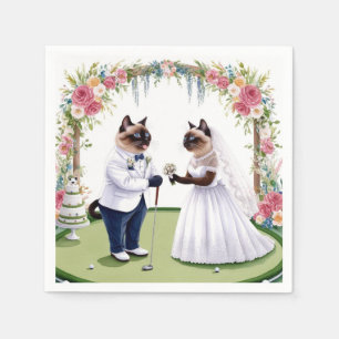 Servilleta De Papel Tema Boda de golf para los amantes del gato