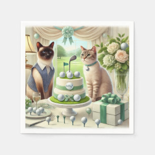 Servilleta De Papel Tema Boda de golf para los amantes del gato