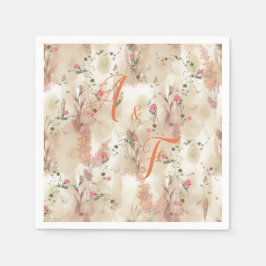 Servilleta De Papel Tema botánico elegante de tono neutro de otoño