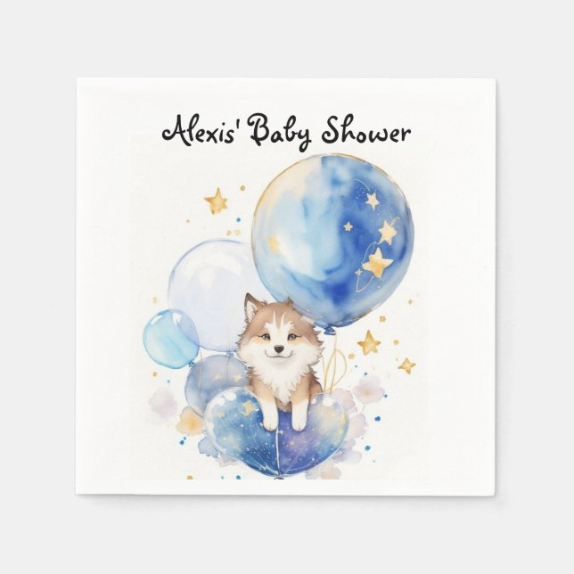 Servilleta De Papel Tema de Baby Shower Cute Wolf (Anverso)