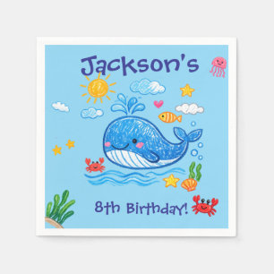 Servilleta De Papel Tema de ballena para cumpleaños de niños, fiesta d