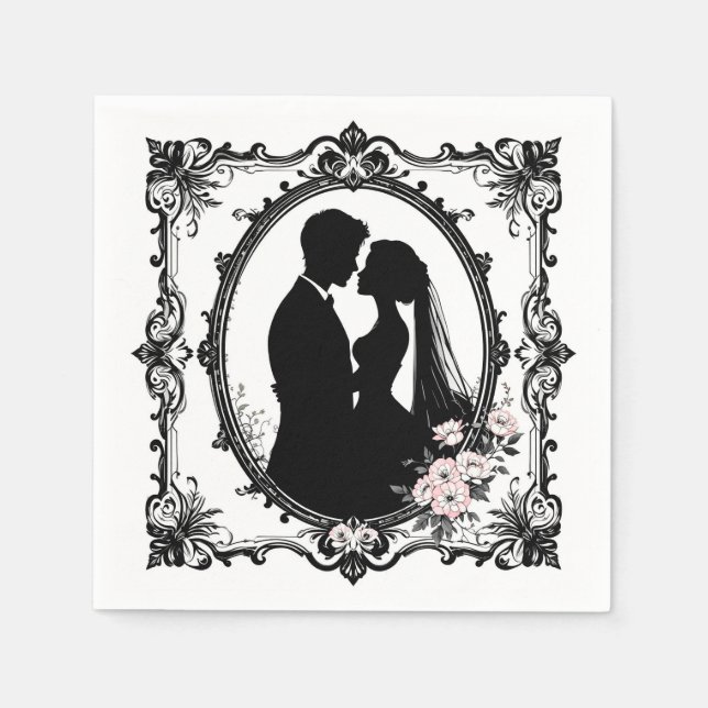 Servilleta De Papel Tema de Boda Floral Intrincado (Anverso)
