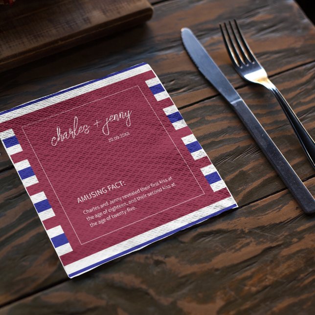 Servilleta De Papel Tema de boda Real Rojo y Azul (Let your tissues too speak more about your theme.)
