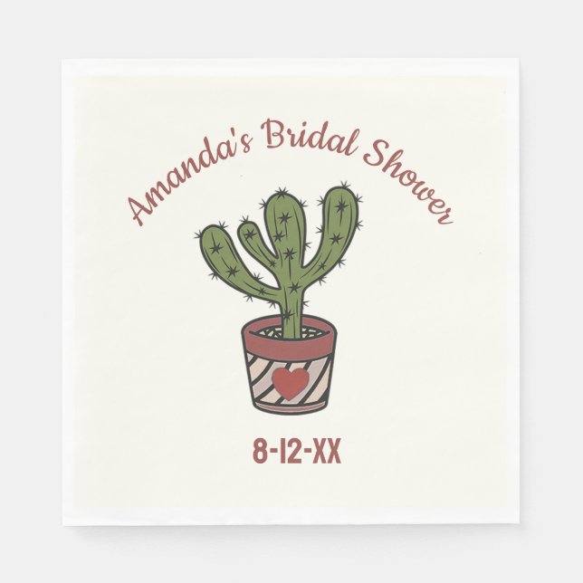 Servilleta De Papel Tema de Cactus Personalizado para Despedida de Sol (Anverso)