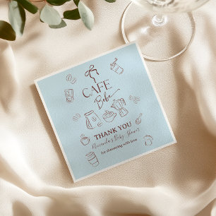 Servilleta De Papel Tema de Café Taza Azul Cafe Bebe Niño Shower de Be