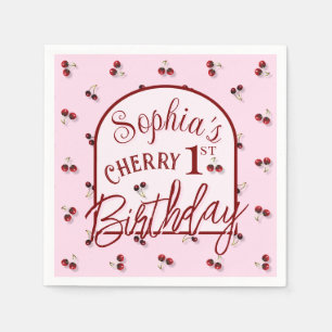 Servilleta De Papel Tema de cerezas Primer Papel de cumpleaños Napkin