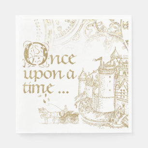 Servilleta De Papel Tema de Cuento de Hadas Carruaje de Castillo de Or